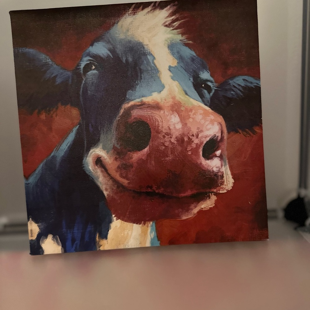 Colorful Cow Canvas Art